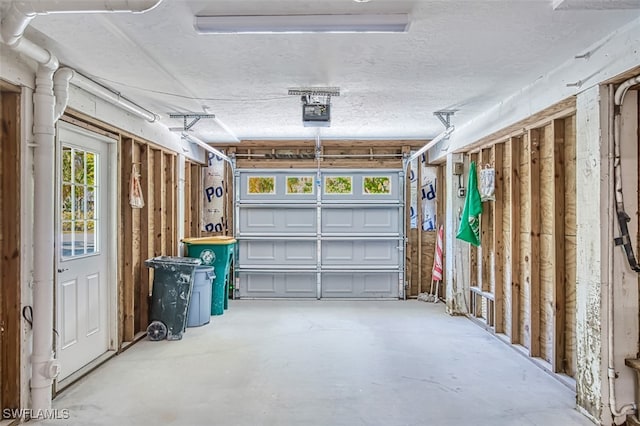 garage with a garage door opener