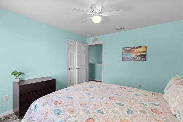 326 SW 31st St, Cape Coral, FL 33914 - bedroom featuring baseboards, ceiling fan, and visible vents