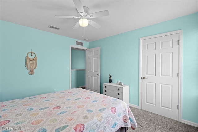 326 SW 31st St, Cape Coral, FL 33914 - bedroom with a ceiling fan, carpet floors, baseboards, and visible vents
