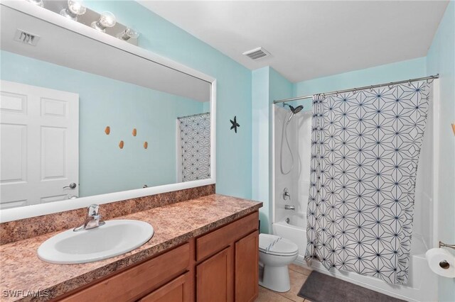 326 SW 31st St, Cape Coral, FL 33914 - bathroom featuring tile patterned floors, visible vents, shower / tub combo, and vanity