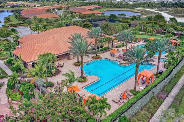 8021 Calle Canovas Ct, Naples, FL 34114 - community pool with a water view and a patio