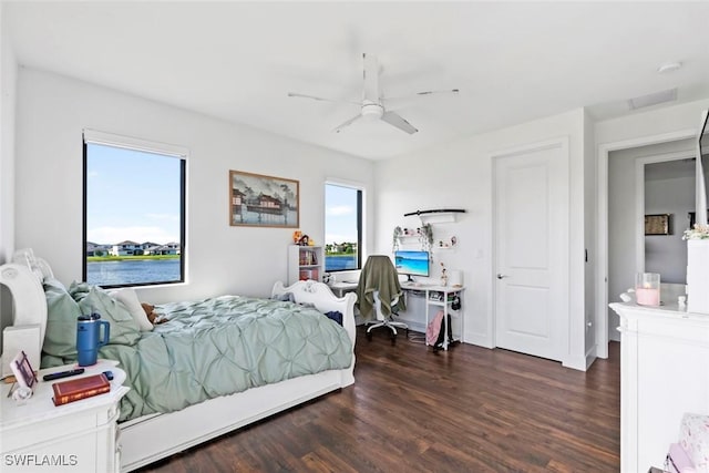 4802 Frattina St, Ave Maria, FL 34142 - bedroom with wood finished floors, an office area, and ceiling fan