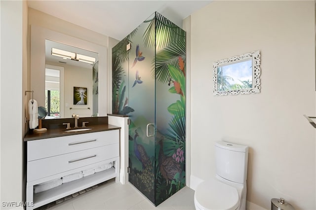 1230 Gulf Shore Blvd S, Naples, FL 34102 - full bathroom with vanity, toilet, a shower stall, and tile patterned floors