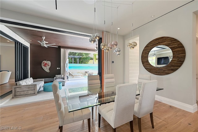 1230 Gulf Shore Blvd S, Naples, FL 34102 - dining room with light wood-style floors, baseboards, a ceiling fan, and recessed lighting