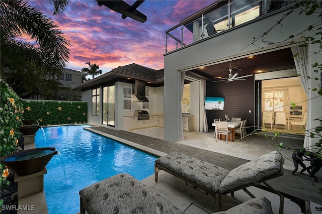 1230 Gulf Shore Blvd S, Naples, FL 34102 - view of swimming pool featuring a ceiling fan, a patio area, and outdoor dining area