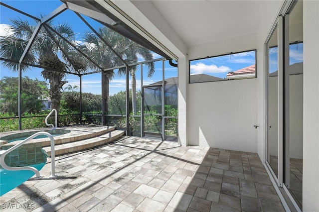 16404 Coco Hammock Way, Fort Myers, FL 33908 - unfurnished sunroom featuring a jacuzzi