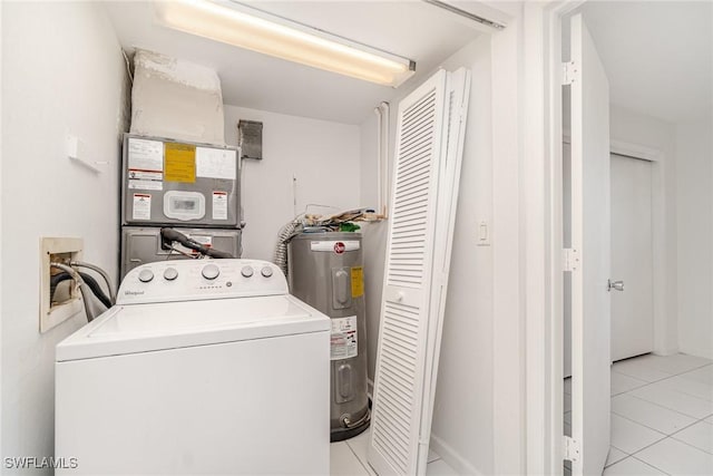 1006 SE 46th St Unit 1C, Cape Coral, FL 33904 - washroom with tile patterned floors, washer / clothes dryer, and electric water heater