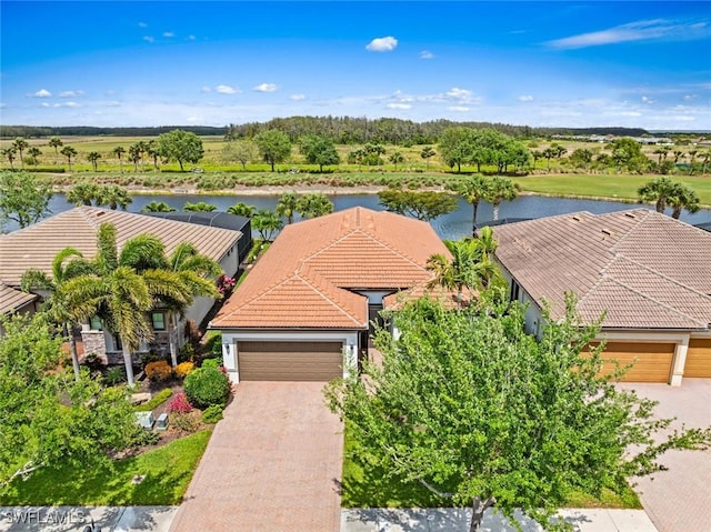 bird's eye view featuring a water view