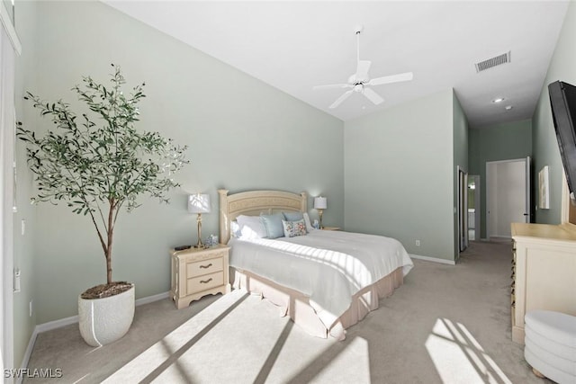 19765 Vintage Trace Cir, Estero, FL 33967 - bedroom featuring light colored carpet, baseboards, a ceiling fan, and visible vents