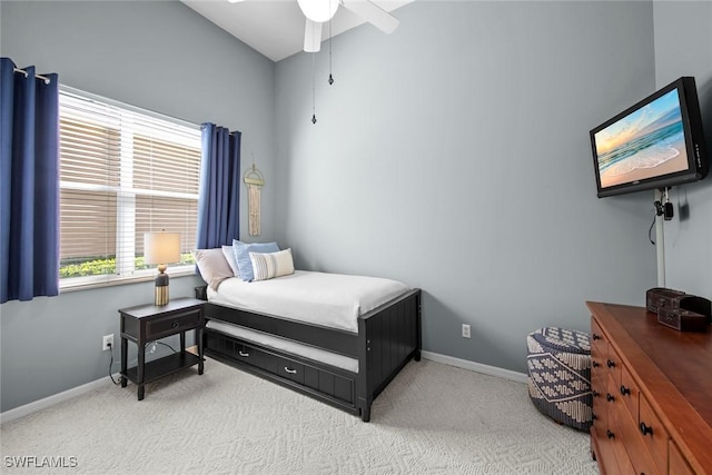 19765 Vintage Trace Cir, Estero, FL 33967 - bedroom with light colored carpet, baseboards, and a ceiling fan