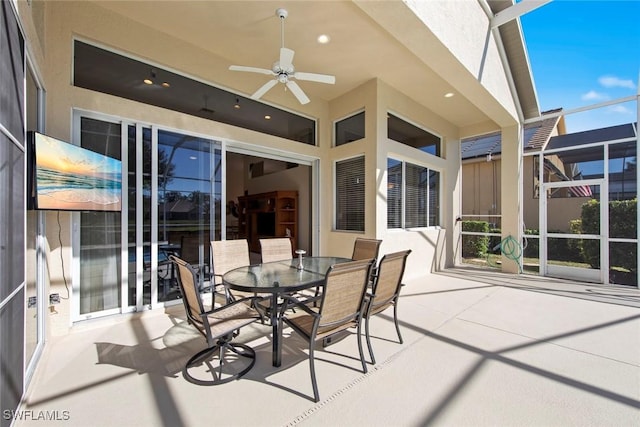 19765 Vintage Trace Cir, Estero, FL 33967 - view of patio with ceiling fan and glass enclosure