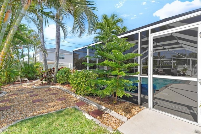 outdoor pool with a lanai