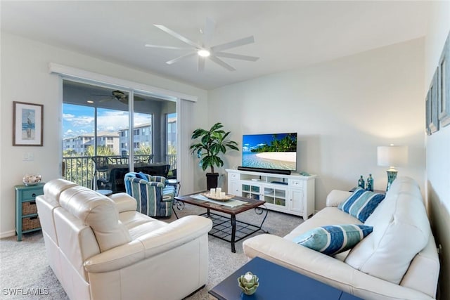 16605 Lake Circle Dr Unit 337, Fort Myers, FL 33908 - living room featuring light colored carpet and ceiling fan