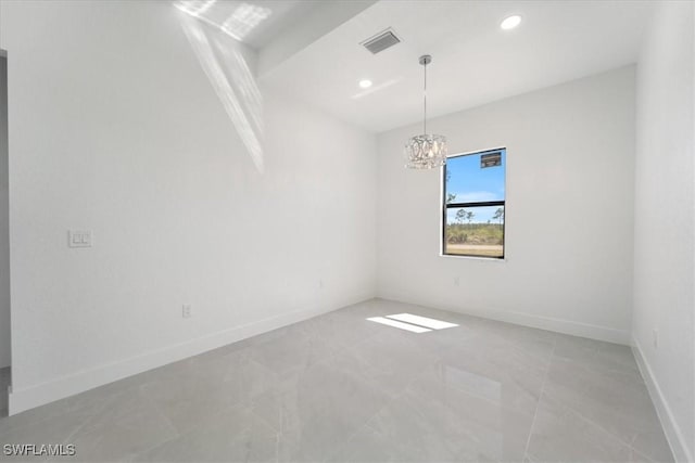 9020 S Casa Ct, Labelle, FL 33935 - unfurnished room with recessed lighting, visible vents, baseboards, and a chandelier