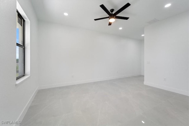 9020 S Casa Ct, Labelle, FL 33935 - empty room with visible vents, recessed lighting, baseboards, and a ceiling fan