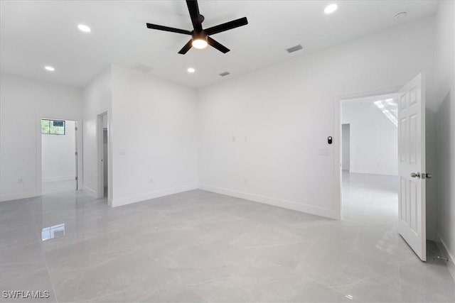 9020 S Casa Ct, Labelle, FL 33935 - empty room with recessed lighting, visible vents, baseboards, and a ceiling fan