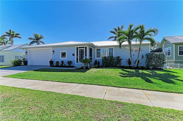 621 Trabue Ave, Punta Gorda, FL 33950 - ranch-style house featuring driveway, a garage, a front lawn, and fence