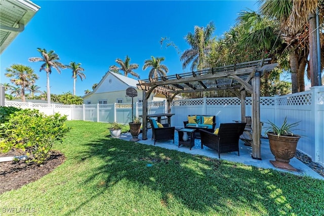 621 Trabue Ave, Punta Gorda, FL 33950 - view of yard featuring an outdoor hangout area, a fenced backyard, a pergola, and a patio area