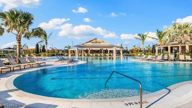 pool featuring a patio area