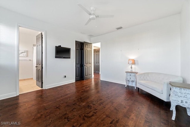 5135 Genoa St, Ave Maria, FL 34142 - unfurnished room with visible vents, wood-type flooring, baseboards, and a ceiling fan