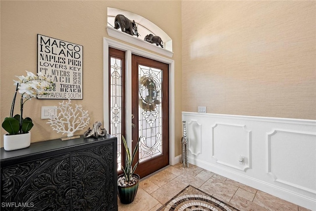 entrance foyer with wainscoting