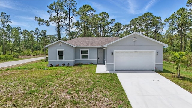 3906 E 10th St, Lehigh Acres, FL 33972 - single story home featuring concrete driveway, a front yard, an attached garage, and stucco siding