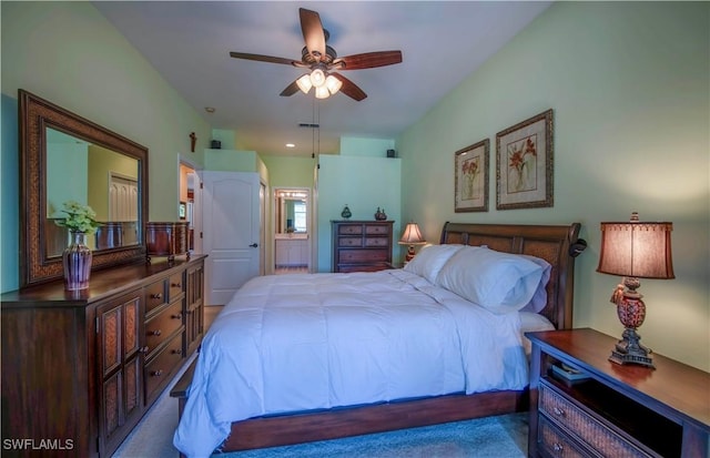 20695 Country Barn Dr, Estero, FL 33928 - bedroom featuring visible vents, ceiling fan, and ensuite bathroom
