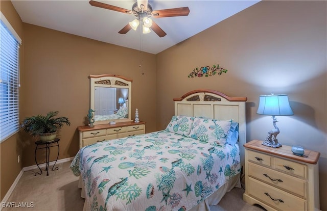 20695 Country Barn Dr, Estero, FL 33928 - bedroom with baseboards, light carpet, and a ceiling fan