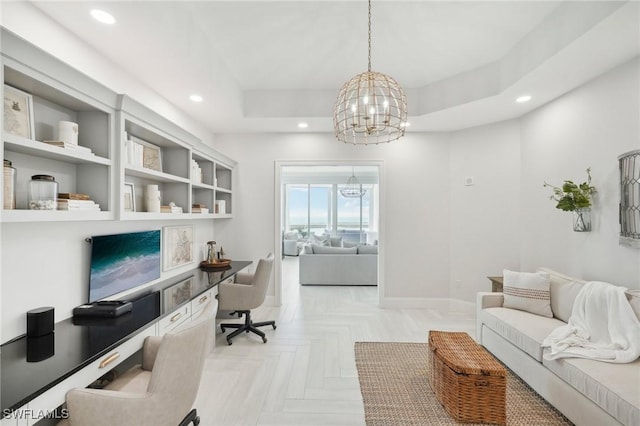 4971 Bonita Bay Blvd Unit Ph2503, Bonita Springs, FL 34134 - office area featuring a chandelier and recessed lighting
