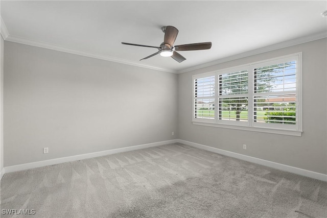9654 Montelanico Loop Unit 102, Naples, FL 34119 - carpeted spare room featuring baseboards, crown molding, a ceiling fan, and healthy amount of natural light