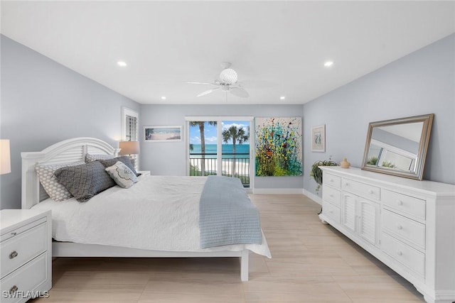 3333 Gulf Shore Blvd N Unit 4, Naples, FL 34103 - bedroom with recessed lighting, baseboards, a ceiling fan, and access to outside