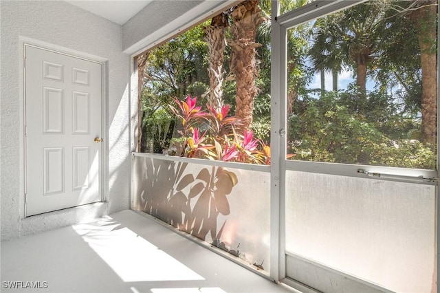 view of unfurnished sunroom