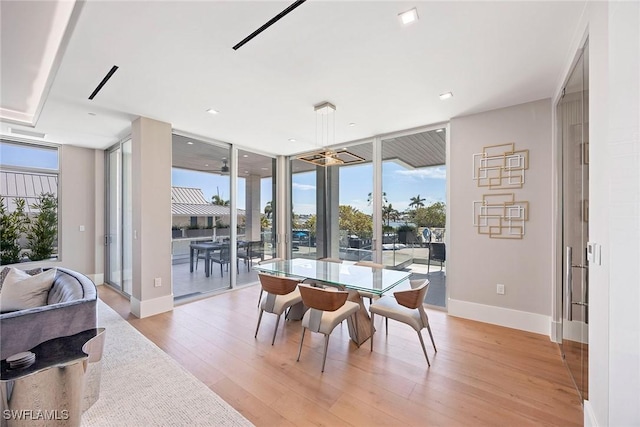 1165 8th St S Unit 202, Naples, FL 34102 - dining space with light wood finished floors, baseboards, and floor to ceiling windows