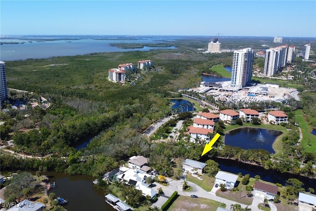 4764 Pembrooke Ln, Bonita Springs, FL 34134 - drone / aerial view with a water view and a view of city