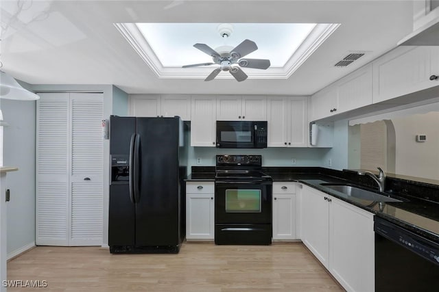 529 Mardel Dr Unit 311, Naples, FL 34104 - kitchen with black appliances, a sink, a ceiling fan, and light wood-style floors