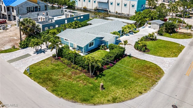 drone / aerial view with a residential view