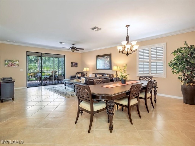 20240 Black Tree Ln, Estero, FL 33928 - dining area with light tile patterned floors, visible vents, and crown molding