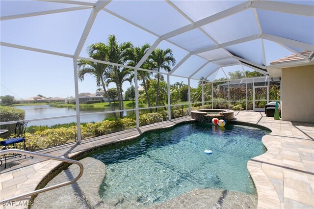 2604 Stonyhill Ct, Cape Coral, FL 33991 - view of swimming pool with a patio area, a pool with connected hot tub, and a lanai