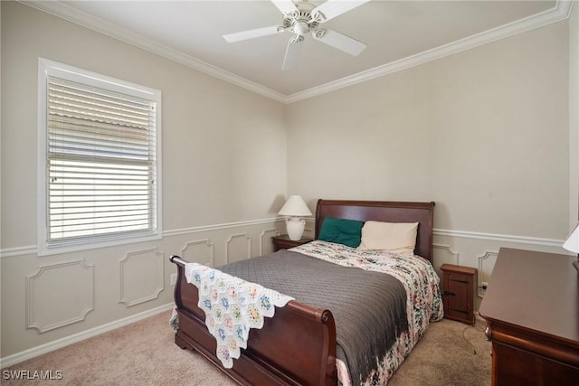9846 Weather Stone Pl, Fort Myers, FL 33913 - carpeted bedroom featuring ornamental molding, multiple windows, and ceiling fan