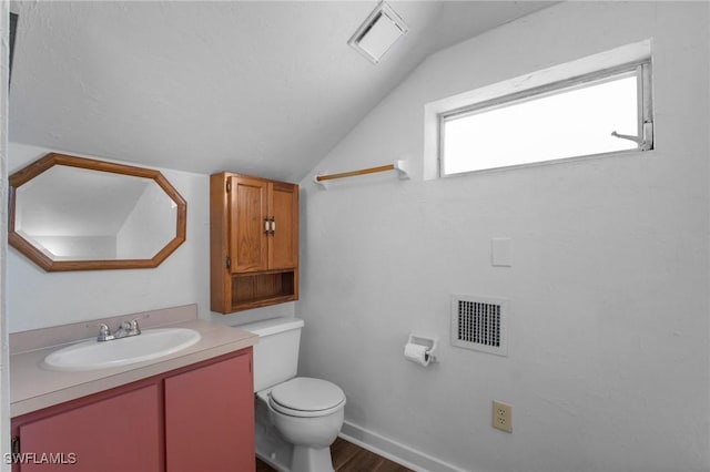 290 Granada Blvd, Fort Myers, FL 33905 - half bath with toilet, vanity, lofted ceiling, and visible vents