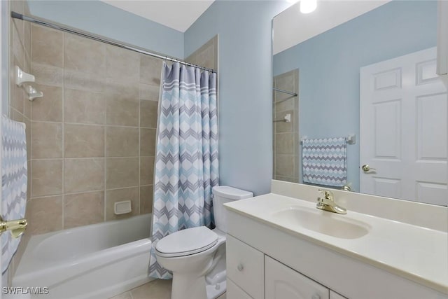 41 5th St, Bonita Springs, FL 34134 - full bathroom featuring vanity, shower / bath combination with curtain, and tile patterned floors