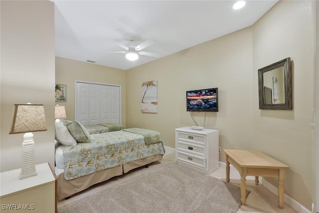 41 5th St, Bonita Springs, FL 34134 - bedroom with a closet and ceiling fan