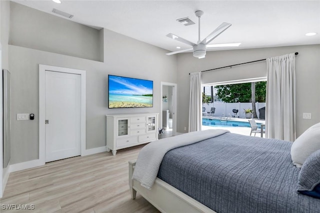 820 102nd Ave N, Naples, FL 34108 - bedroom with baseboards, access to exterior, light wood finished floors, and visible vents