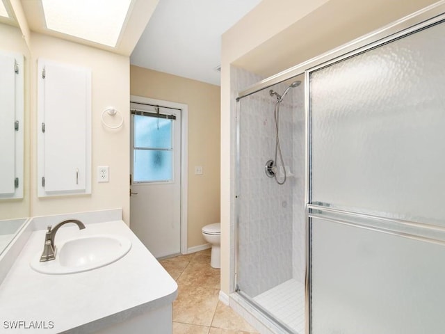 4538 SE 6th Ct, Cape Coral, FL 33904 - bathroom with tile patterned flooring, toilet, vanity, and a stall shower