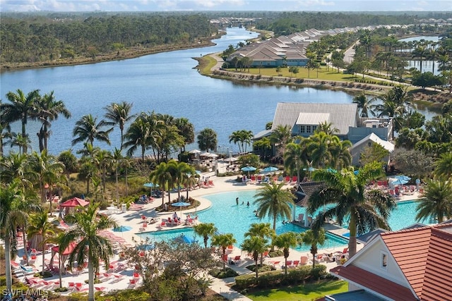 7282 Saona Ct, Naples, FL 34113 - aerial view of a nearby body of water and a pool area