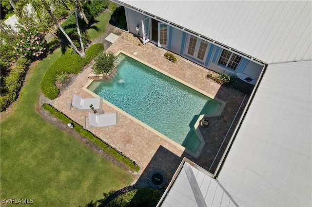 505 Harbour Dr, Naples, FL 34103 - outdoor pool featuring a patio area and a lawn