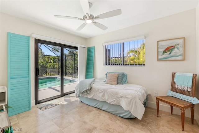 6024 Perthshire Ln, Fort Myers, FL 33908 - bedroom with ceiling fan, baseboards, and access to outside