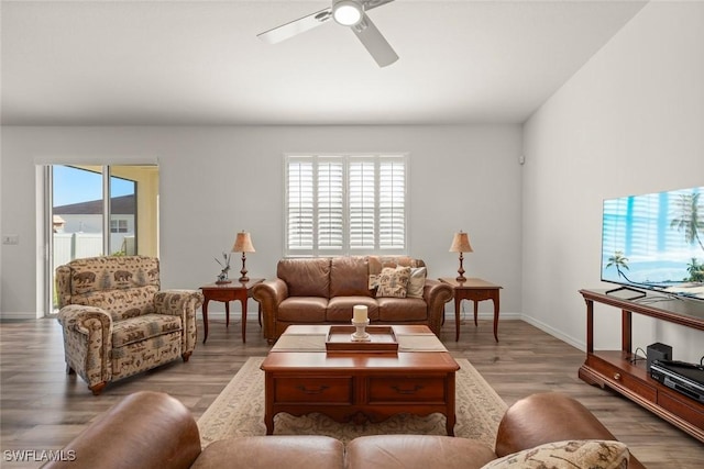 6667 Estero Bay Dr, Fort Myers, FL 33908 - living area with baseboards, light wood-style floors, and ceiling fan