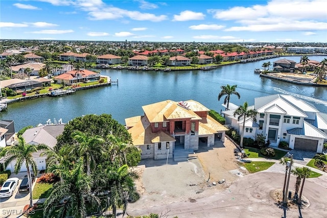 239 Bass Ct, Marco Island, FL 34145 - bird's eye view featuring a water view and a residential view