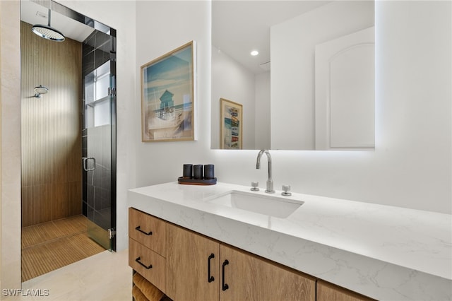 1955 Tarpon Rd, Naples, FL 34102 - full bath featuring vanity, a stall shower, and recessed lighting